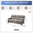 thumbnail image 2 of Giantfurnni Luxury Outdoor Furniture High Back Patio Sofa, Oversized 3-Seater Couch with 6'' Thick Cushions, Ideal for Porch, Poolside, Deck, Yard, Grey Wicker Grey Cushions, 2 of 7