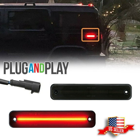 GTINTHEBOX For 2003-2009 Hummer H2 Rear Red LED Fender Side Marker Signal Lights Lamps Smoked