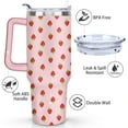 thumbnail image 3 of 40oz Cute Red Strawberry Stainless Steel Flip Straw Tumbler Spill Proof Travel Cup Double Wall Vacuum Insulated Coffee Mug with Top Handle, 3 of 6