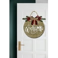 thumbnail image 2 of Holiday Welcome Sign Front for Door Decoration, 11 in Round Wood Wreaths Wall Hanging Outdoor, Farmhouse, Porch, for Spring Summer Fall All Seasons Holiday Christmas, 2 of 5
