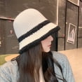 thumbnail image 2 of Xfvqtps Womens Cloche Bucket Hat Knit Chunky Dome Top Winter Color Matching Windproof Coldproof Warm Fall Winter Fishing Hat White, 2 of 2