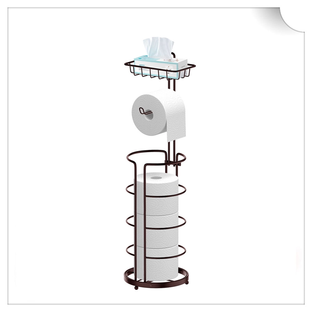 Bronze Freestanding Toilet Paper Holder with Storage Shelf