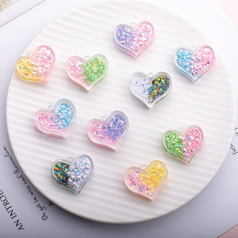  10Pcs Heart Beads Heart Spacer Beads Acrylic Loose Beads Heart  Shaped DIY Beads For Making Bracelet Necklace Earrings Heart Spacer Beads :  Arts, Crafts & Sewing