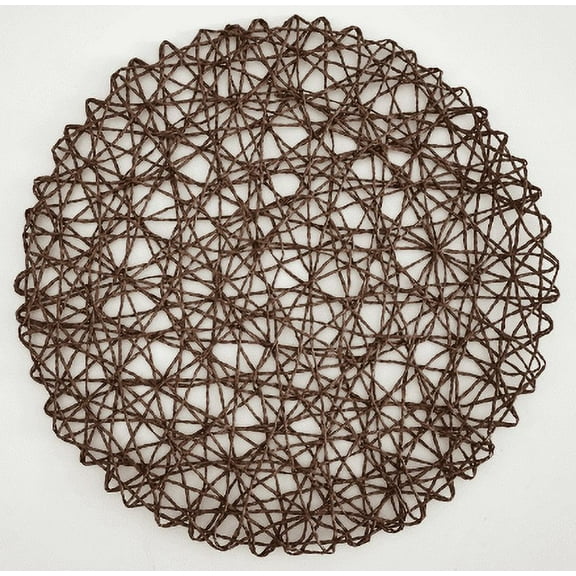 HANXIULIN Pack Of 6 15 Inch Chocolate Brown Metal Rope Round Placemats for Wedding Event Birthday Party Home Kitchen Supplies