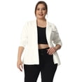 thumbnail image 1 of Blazer de talgrande pamujer con solacon muescas, dobladillo con volantes y péplum, paNavidad Blanco 5X, 1 of 5