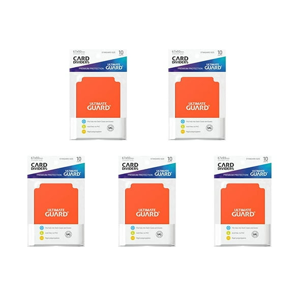 5 Packs Ultimate Guard Séparateurs de Cartes Orange (10) Taille Standard Ensemble Économique!