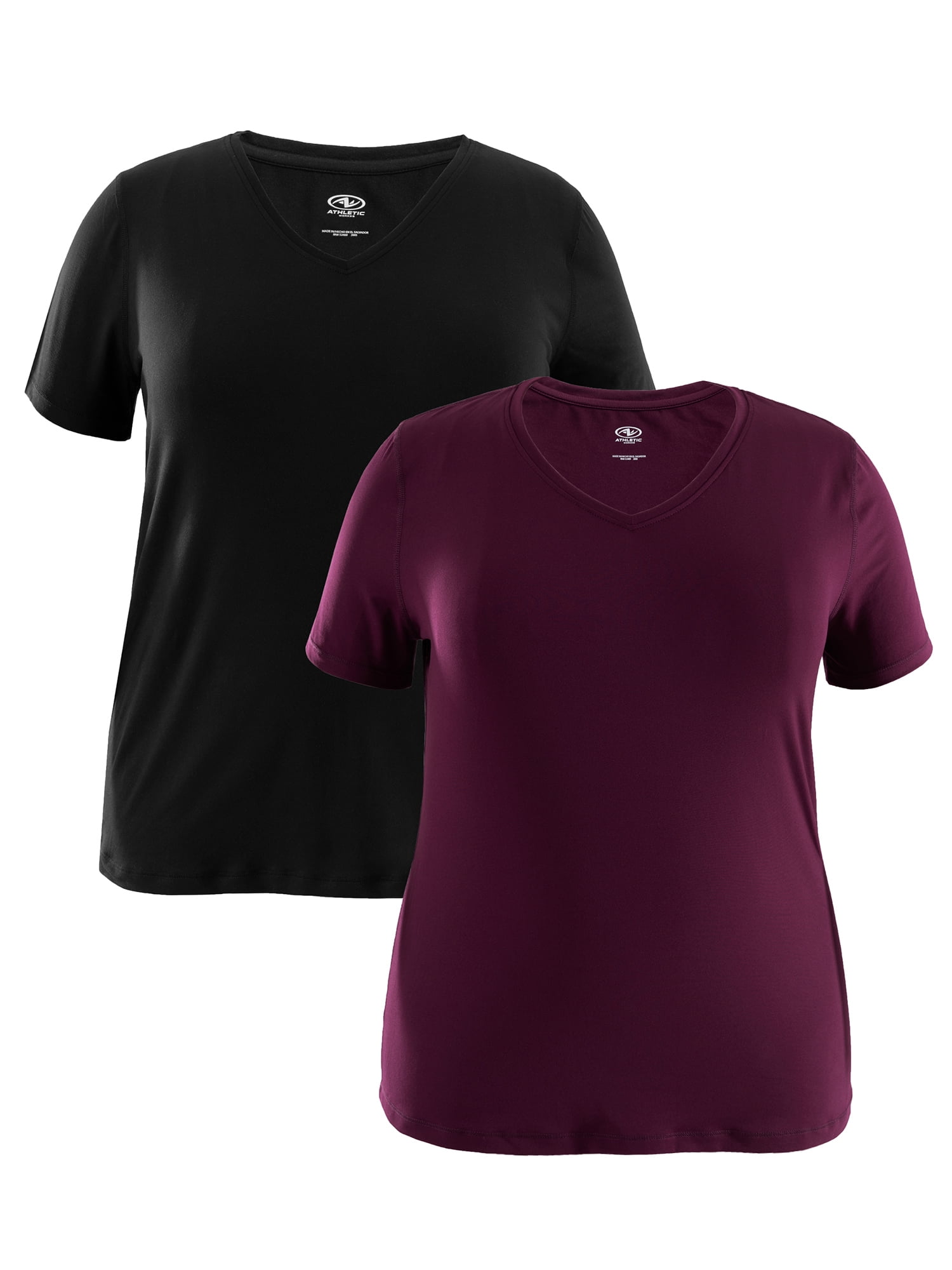 Athletic Works Womens Plus Active Core Short Sleeve VNeck Tee 2Pack