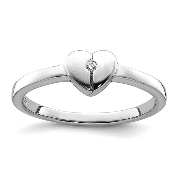 925 Sterling Silver Polished Cubic Zirconia Love Heart Ring Size 4 6mm Wide Statement Ring for Women
