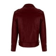 thumbnail image 5 of Maoxin Men's Leather Jacket Man Fashion Solid Color Leather Leisure Loose Coat Cultivate Oneself Zipper Leather Jacket Leather Jacket Plus Size Red S, 5 of 5