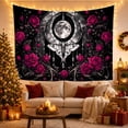 thumbnail image 3 of Silver Moth Under Full Moon and Magenta Roses, Mystical Gothic for Dark Art Lovers, Lunar Wall Art, Halloween Gift, Tapestry Wall Hanging for Bedroom and Living Room, 3 of 7