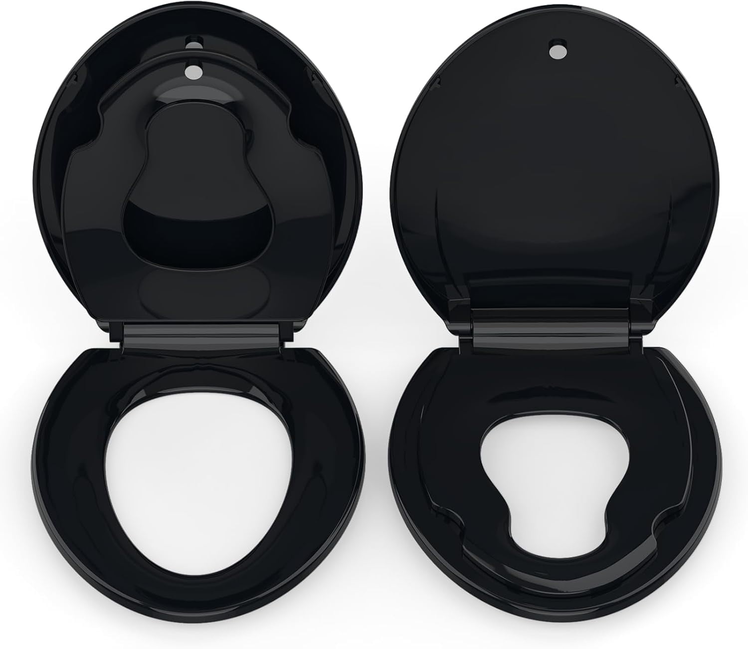 Toilet Seat Elongated,Toilet Seat with Toddler Seat Built in, Potty Training Toilet Seat Elongated Fits Both Adult and Child, with Soft Close, Easy Install and Clean - Elongated Black