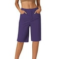 thumbnail image 3 of Knee Length Shorts for Women 2026 Summer Stretchy Straight Leg Dressy Casual Office Work Shorts with Pockets, 3 of 5