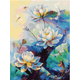 thumbnail image 1 of Pintura al óleo por números ZHAOCHENG flores de loto kits pintados a mano lienzo 12X16 pulgadas, 1 of 5