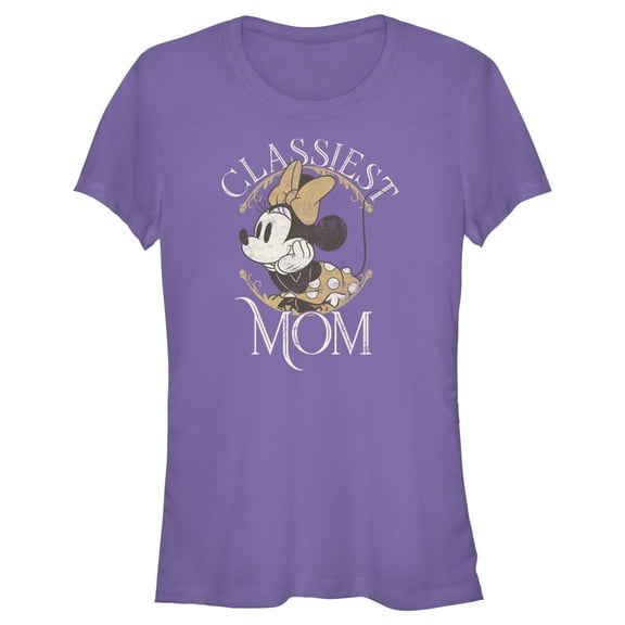 Junior's Minnie Mouse Classiest Mom  Graphic Tee Purple 2X Large