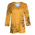 thumbnail image 4 of yunLCZ Women's Button Down Shirts Womens Tops 3/4 Length Sleeve Summer V Neck Shirts Casual Tunic Tops 2025 Women's Button Down Shirts, 4 of 4