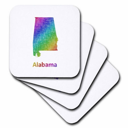 

3dRose Alabama State Map - rainbow sketch design - Soft Coasters set of 8