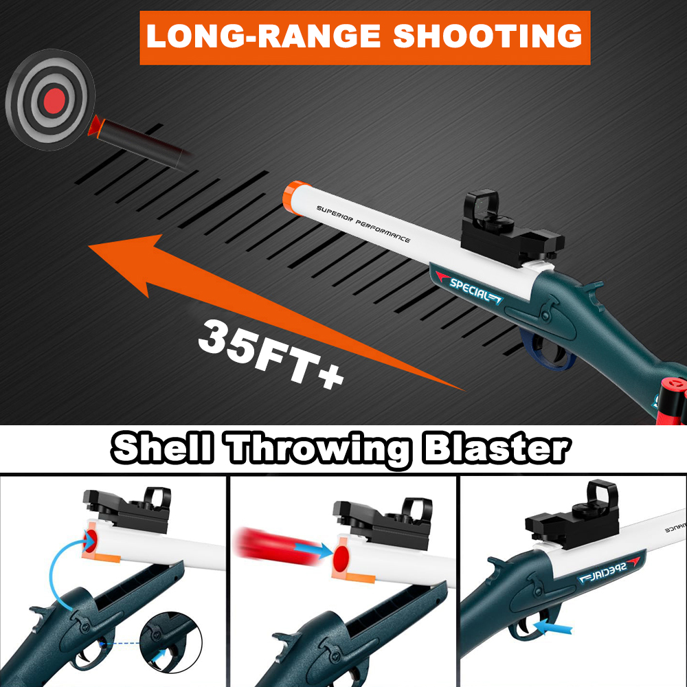 Shell Ejecting Foam Blaster, Foam Dart Toy Gun with 20 Bullets, Manual Loading Soft Bullet Blaster for Indoor and Outdoor Game 14+Years Old