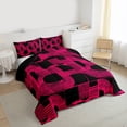 thumbnail image 3 of Feelyou Chic Fashion Stripes Queen Comforter Set, Neutral Minimalism Black Pink Bedding Sets, Teens Kids Boys Girls Reversible Bedding Comforter Set, Lightweight Room Decor, 3pcs, 3 of 8