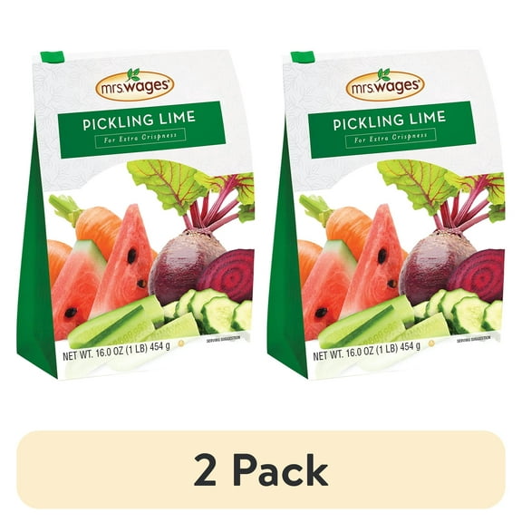 (2 pack) Mrs. Wages Pickling Lime 1 lb Resealable Bag - Crispy and Flavorful Pickles