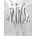 thumbnail image 3 of Hansber Kids Girls Metallic Shinny Skirts Pleated Dance Athletic Skater Skorts Mini Skirt High Waist Silver 16, 3 of 7