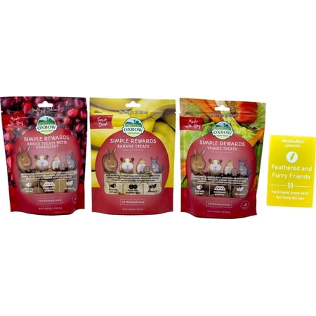 Simple Rewards Small Animal Treats Variety 3-Pack | Baked Cranberry, Freeze Dried Banana & Baked Veggie | 1-2 oz | MerlinsMart Zine