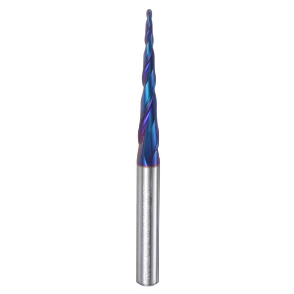 Uxcell Tapered Ball Nose End Mill 1/32" Radius 1/4" Shank Solid Carbide Coated Upcut Spiral 2 Flutes
