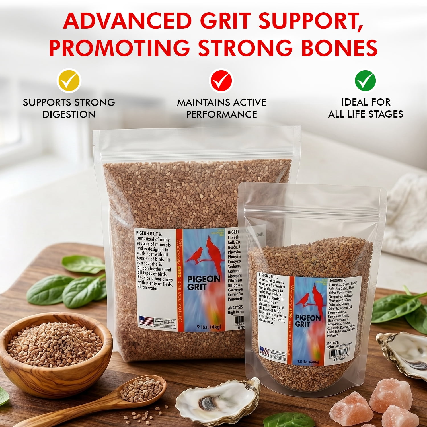 Morning Bird Pigeon Grit Bird Food with Minerals, 4.5 lbs (3-Pack, 1.5 lbs Each)