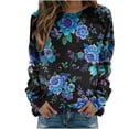 thumbnail image 2 of Pntutb, camiseta de manga larga holgada con cuello redondo y estampado de flores informal a la moda de verano para mujer, blusa, jersey Pntutb Pntutb-1880, 2 of 5