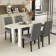 thumbnail image 4 of Gymax Wooden Dining Chair Set of 4 w/Rubber Wood Legs Padded Seat S Springs High  Back Gray, 4 of 8