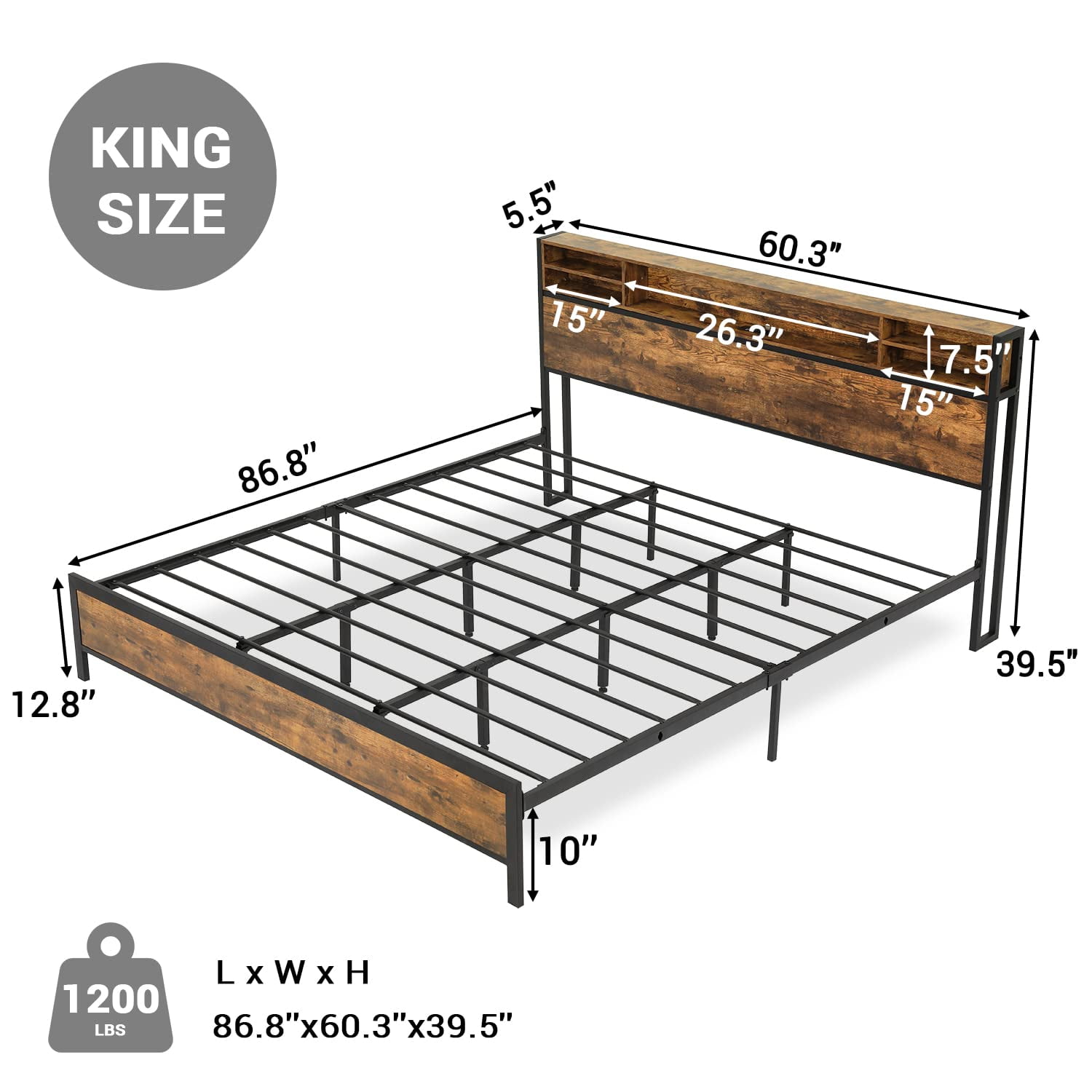 Furniture of America Demartin Black Wood Frame King Platform Bed with  Storage IDF-7223BK-EK - The Home Depot