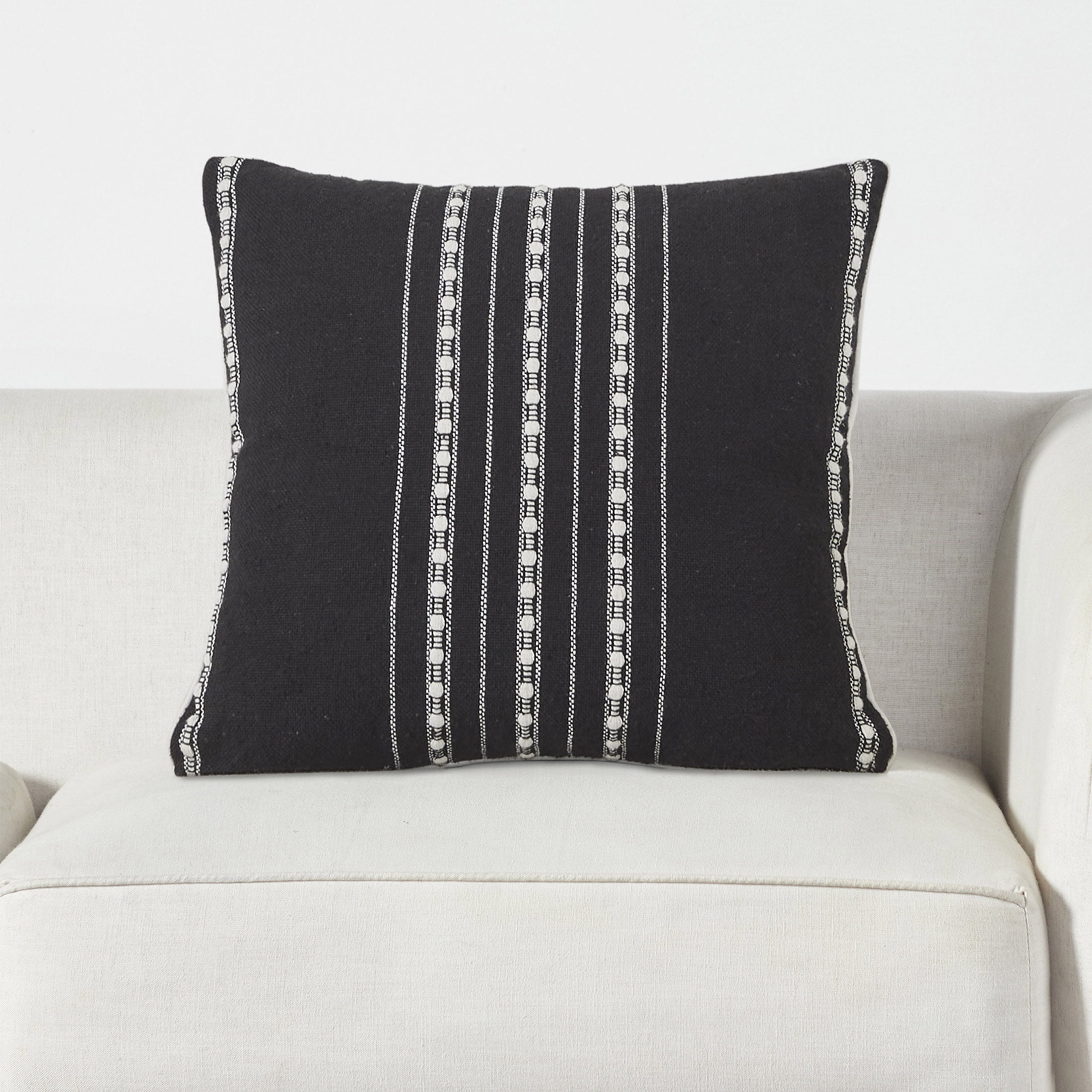 (2 pack) Mainstays 18" x 18" Black Stripe Cord Cotton Rich Decorative Pillow