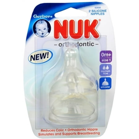 NUK Orthodontic Nipples Size 1 Medium Flow 2 Each