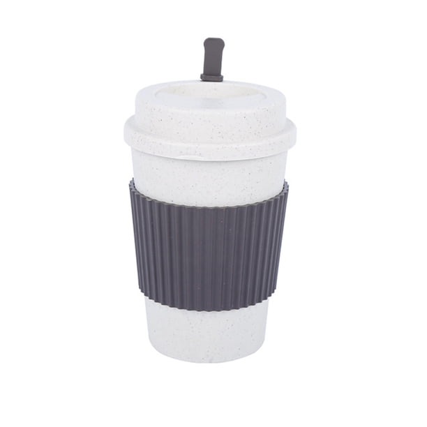 Cateissary Taza de café de trigo, taza de leche de agua de estilo Simple con tapa, barra de sellado para el hogar, botella para beber, viaje al aire libre, Cocina y Comedor Gris Cateissary HA081640-03