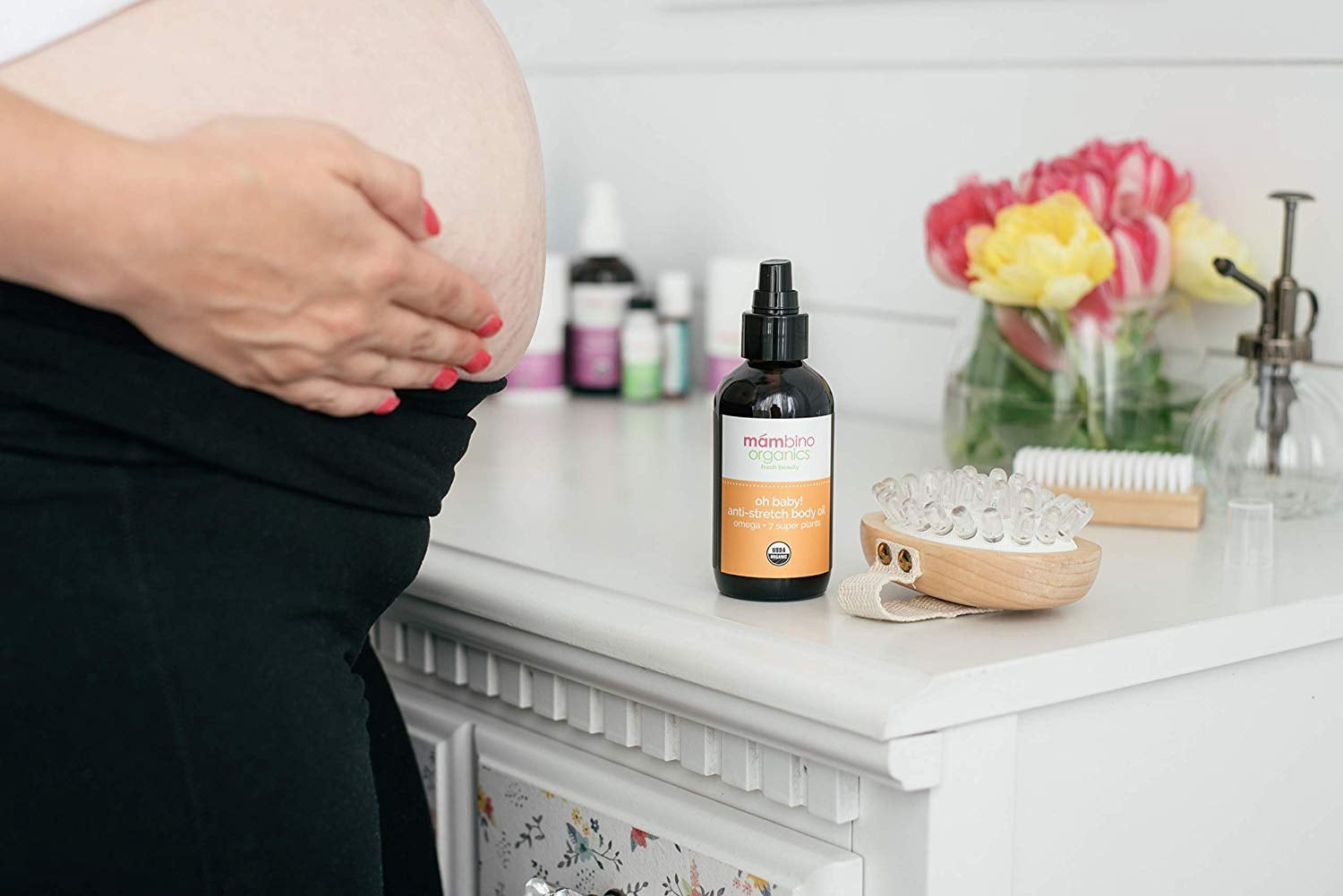 Anti-Stretch Mark Cream for Pregnancy – 2-Pack Nonsticky, Organic Belly Butter with Shea, Cocoa Butter, Vitamins, Omegas – Natural, Vegan 1st-Trimester Pregnancy Must-Haves, 8 Oz.