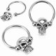 thumbnail image 1 of 1 Piece Skull 316L Surgical Steel Captive Bead Ring/Nipple Ring/Circular Barbell - 16g or 14g Body Jewelry, 1 of 4
