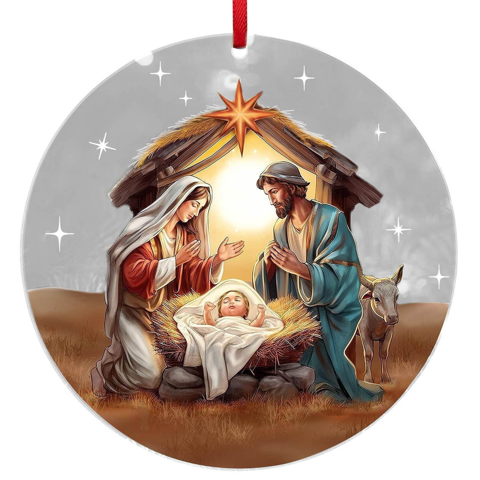 Décorations D'arbre, Décoration De Crèche De Noël, Ornements De Crèche De Noël, Ornements De Jésus, Ornements D'arbre De Noël, Ornements Religieux En Acrylique 2D, Décorations De Crèche De Noël