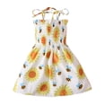 thumbnail image 3 of Robe Bébé Fille Été Imprimé Floral Robe à Bretelles Légère Décontractée avec Attaches Réglables pour Plage Nouveau-Né Jaune 5 Ans-6 Ans, 3 of 6