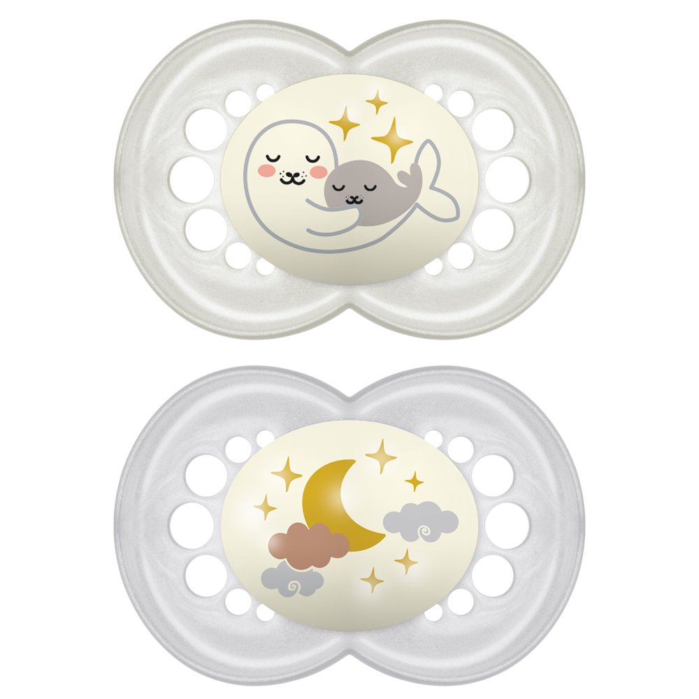 MAM Night Pacifier, 6+ Months, Unisex, 2 pack