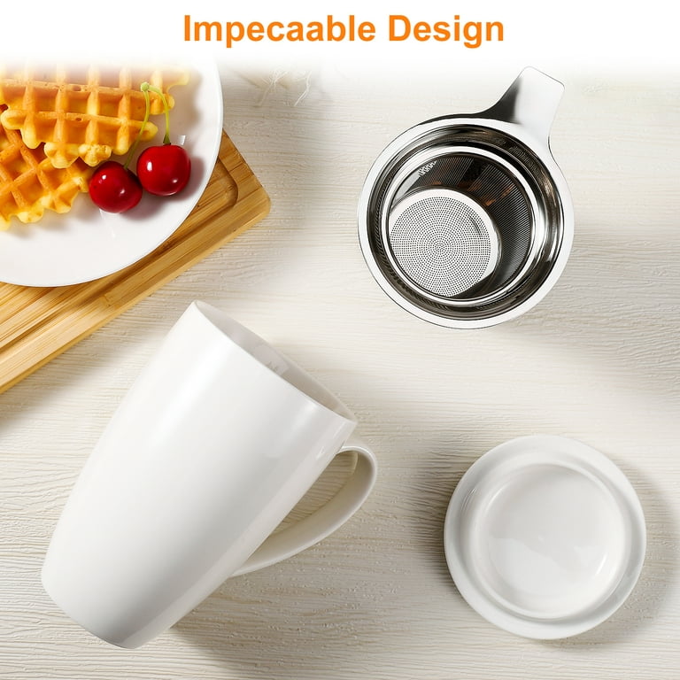 Double Wall Glass Tea Cup with Stainless Steel Infuser & Coaster Lid - 15oz