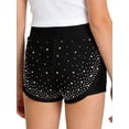 thumbnail image 2 of vastwit Girls Rhinestone Shorts Glitter Dance Ballet Tumbling Shorts Athletic Gymnastics Hot Pants Dancewear Black 8, 2 of 6