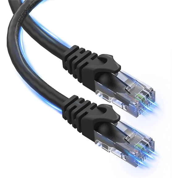 Ethernet Cable, Cat 6 Ethernet Cable, High Speed Cat6 Internet WiFi Cable RJ45, LAN, UTP CAT 6, Network Cord, Patch, Internet Cable for Router, Gaming, PC, 25 feet, Black