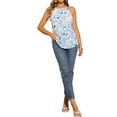 thumbnail image 2 of INSPIRE CHIC Women's Casual Elegant Halter Neck Blouse Floral Sleeveless Tie Back Tops XS Blue, 2 of 5