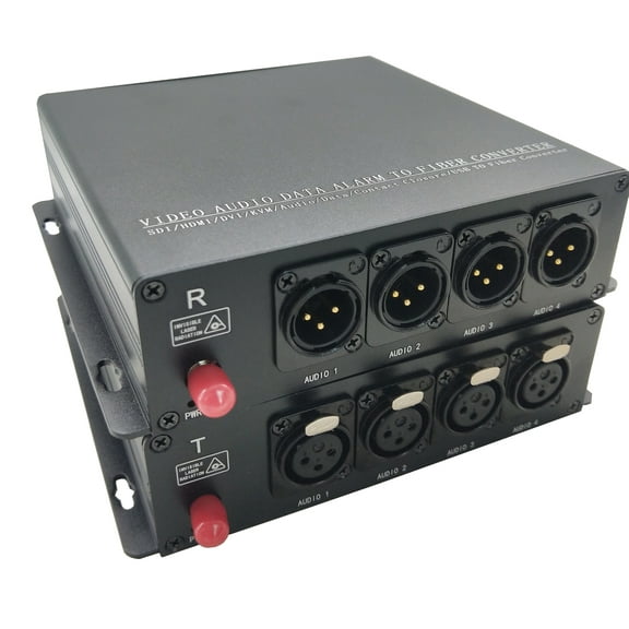 Transwan 4 Ch Line-Level Balanced Audio Over Fiber Optical Extender to 20 Km Single-Mode Fiber (1 Core), XLR Balanced Audio to Fiber Optic Converter (1 x FC Fiber Connector)