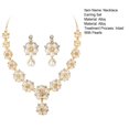 thumbnail image 7 of Yesbay 1 Set Bride Necklace Earrings Kit Faux Pearl Flower Rhinestone Elegant Luxury Hypoallergenic Women Necklace Dangle Earrings Wedding Jewelry Gift, 7 of 7