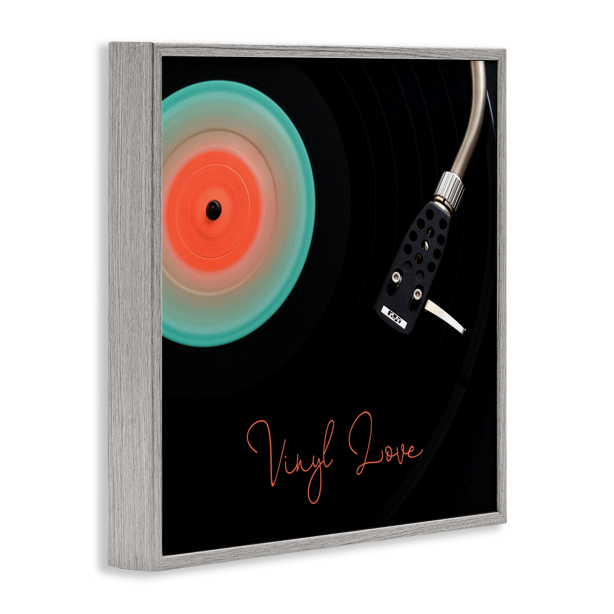 Stupell Industries Spinning Record Vinyl Love Gray Framed Giclee Art, design by Tom Quartermaine