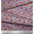 thumbnail image 2 of Soimoi Cotton Cambric Fabric Peacock Feather Printed Craft Fabric by the Yard 42 Inch Wide, 2 of 3