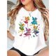 thumbnail image 1 of Creative Colorful Butterfly Fairy Pattern Printed Women'S Trendy Round Neck Short Sleeve, Simple Casual Sports T-Shirt, Comfortable Summer Top for Holidays., 1 of 6