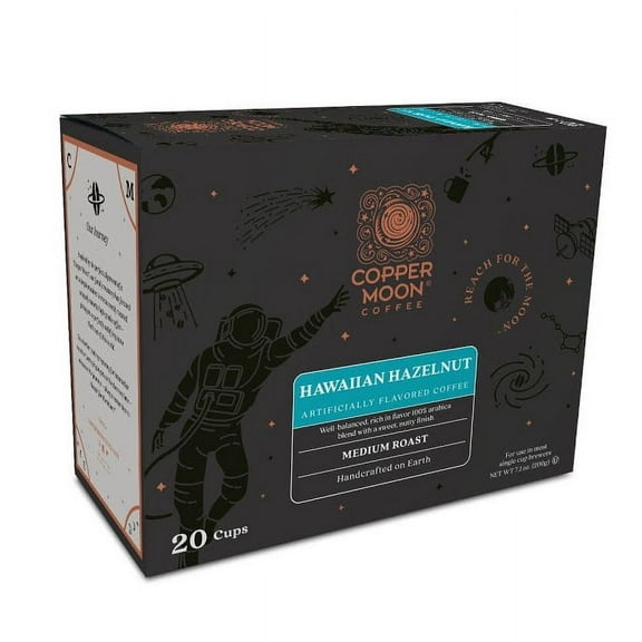 Copper Moon Hawaiian Hazelnut K-Cup Coffee Pods, Medium Roast, 20 Ct