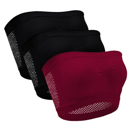 Utoimkio Clearance 3 Pack Seamless Tube Tops for Women Wireless Strapless Bra Wireless Bandeau Bras for Women