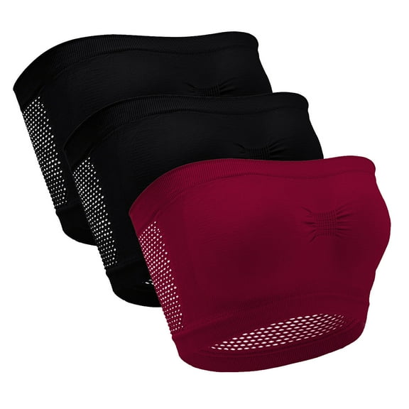 Bigersell No Underwire, Push up Bras Pack Clearance 3pc Ladies Seamless Comfortable No Underwire Breathable Gathering Bra Woman Underwear Tube Tops Seamless Bra Style F-570 Wine 5XL